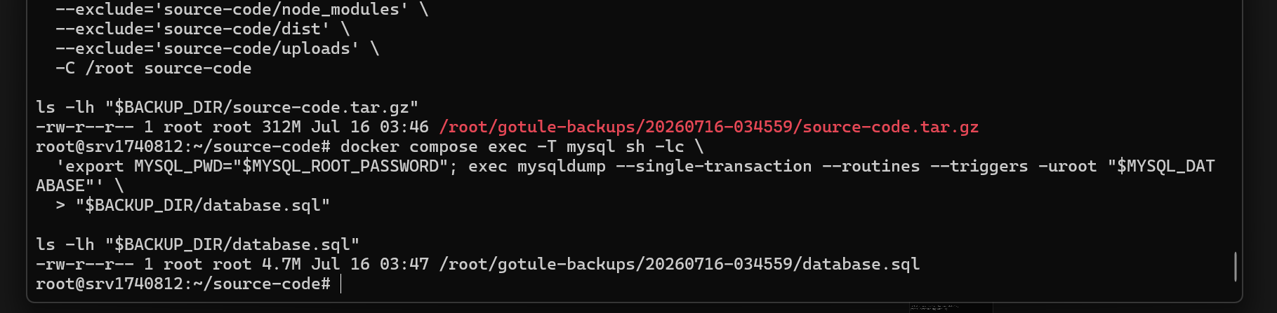 執行 MySQL 資料庫遷移前備份網站程式與資料庫