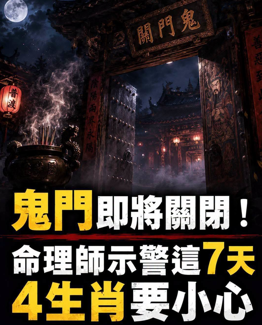 鬼門即將關閉！ 命理師示警這7天4生肖要小心